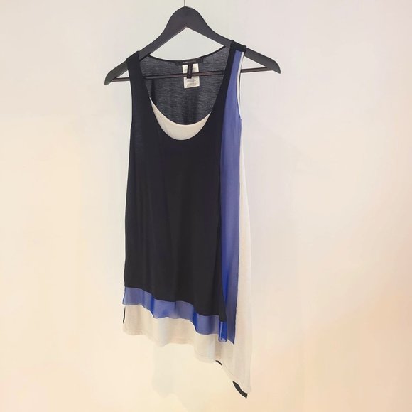 BCBGMaxAzria Tops - BCBGMaxAzria Women's Mesh Trim Draped Layered Tank Top